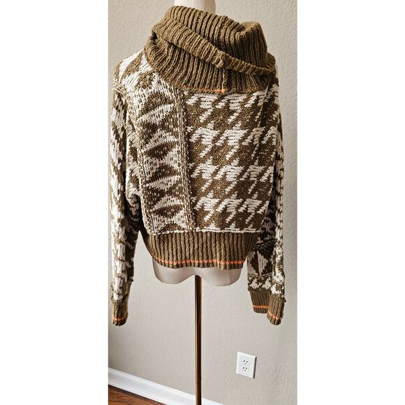 Free People Olive Green Jupiter Oversized Slouchy Turtleneck‎ Pullover Sweater S - Picture 4 of 6